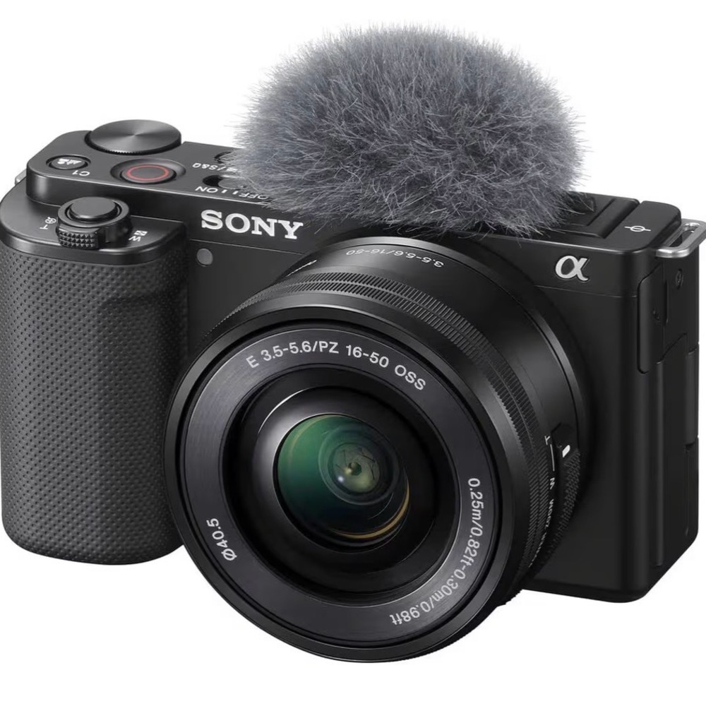 Sony Alpha Camera with Black Body and Gray Microphone